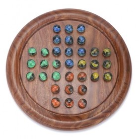 Ajuny Jeu de société classique en bois avec billes en verre fabriqué à la main 30,5 cm