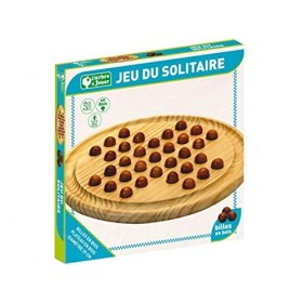 Jeujura Solitaire : Plateau et pions en Bois-larbre à Jouer-Jeu de Société-Âge Minimum : 3 Ans, 66420, Petit