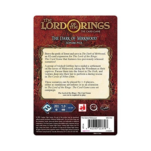 Fantasy Flight Games Lord of The Rings The Card Game The Dark of Mirkwood Scenario Pack