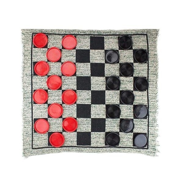 Jeu de dames vintage pour intérieur et extérieur avec tapis réversible pour enfants et adultes, jeu de société intérieur et e