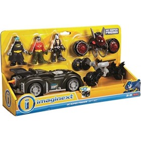 Fisher-Price Imaginext DC Super Friends DC Super Friends Coffret Cadeau – Comprend des Figurines Batman, Robin & Bane, 3 véhi