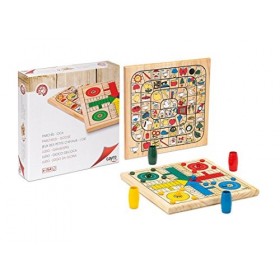 Cayro - Parcheesi et Oie - + 5 Ans - Maquette en Bois - Jeu de société pour Enfants et Adultes - avec Plateau réversible - Fa