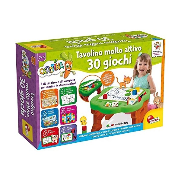 Liscianigiochi- Carotina Table Basse très Active 30 Jeux, Nouvelle édition, 90075, Multicolore