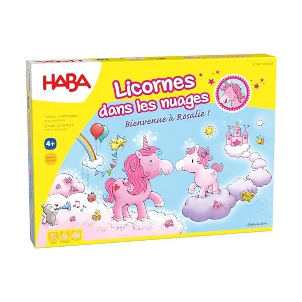 HABA Licornes dans Les Nuages Bienvenue à Rosalie-Jeu coopératif de course et de collecte-4 ans et plus-Réf 302768