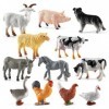 Lot de 12 modèles pour animaux de ferme - Mini figurines danimaux de la ferme - Figurines danimaux - Safari - Animaux de la