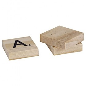 Trimming Shop en Bois Tuiles Imprimé Alphabets & Chiffres Pièce de Rechange Lettre Tuiles pour Board Jeux, Pendentif, Mural C
