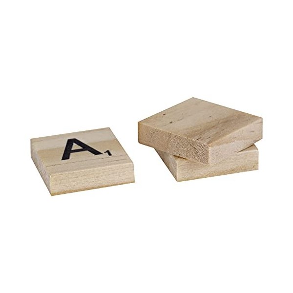 Trimming Shop en Bois Tuiles Imprimé Alphabets & Chiffres Pièce de Rechange Lettre Tuiles pour Board Jeux, Pendentif, Mural C