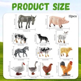 Lot de 12 modèles pour animaux de ferme - Mini figurines danimaux de la ferme - Figurines danimaux - Safari - Animaux de la
