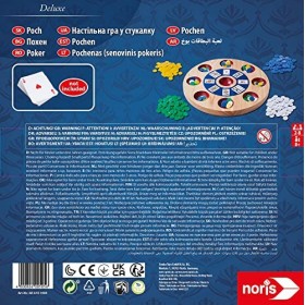 Noris 606101984 Deluxe Pochen à partir de 8 Ans – Plateau de Jeu en Bois avec 300 jetons pour 2 à 8 Joueurs Cartes à Jouer N