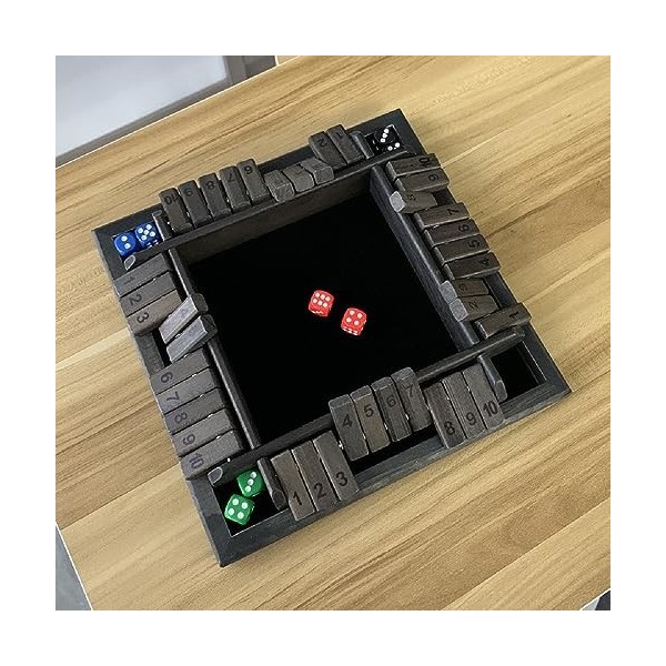 Fafaherr Jeux de Cubes Shut The Box Jeu, fermez la boîte Jeu de Cubes 2-4 Joueurs Jeu de Cubes en Bois avec 8 Cubes brettspie