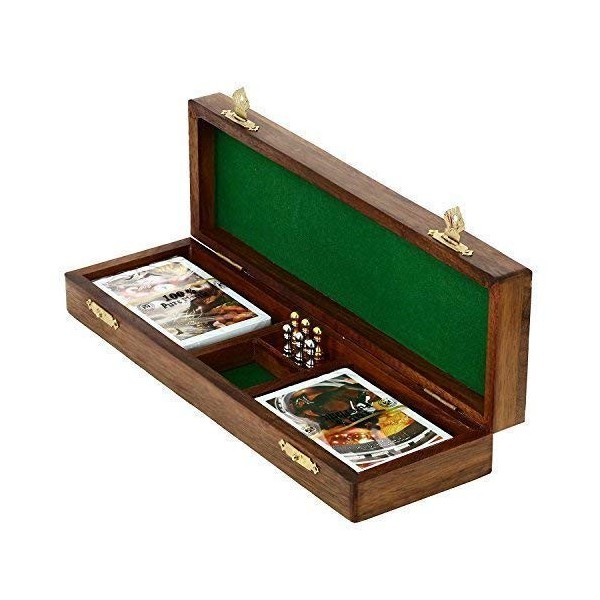 Kitchen Supplier Lot de 2 jeux de cartes et 6 chevilles en métal avec rangement - Bois de manguier de qualité supérieure - Co