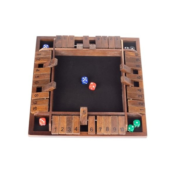 Fafaherr Jeux de Cubes Shut The Box Jeu, fermez la boîte Jeu de Cubes 2-4 Joueurs Jeu de Cubes en Bois avec 8 Cubes brettspie