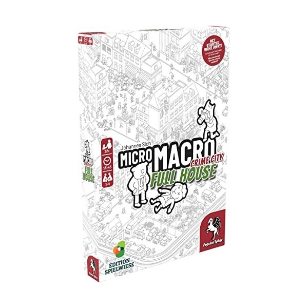 Pegasus Press, MicroMacro: Crime City - Full House, Board Game, Ages 12+, 1-4 Players, 15-45 Minutes Playing Time Multicolor,