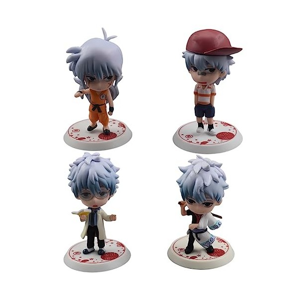 Gintama Figurines,4PCS Gintama Mini Figurines Kit,Kawaii Anime Figures,Décorations de Gâteaux,Décorations de Voitures,Jouets 