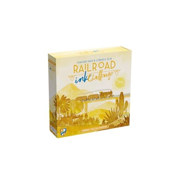 Asmodee, Railroad Ink Challenge-Shining Yellow Edition, Board Game, 1-4 Players, Ages 8+, 15-30 Minute Playing Time