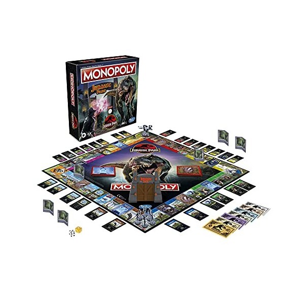 Monopoly : Edition Jurassic Park, Jeu de Plateau pour Enfants, dès 8 Ans, Multicolore, L