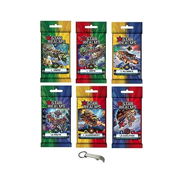 Lot Star Realms Version Française Pack Crisis : Evènements + Héros + Bases et vaisseaux + Flottes et Bastions + 1 Décapsuleur