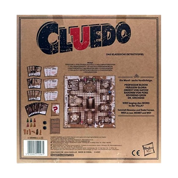 Hasbro Jeu Clue : Série Rustique Allemand Exclusivité sur Amazon