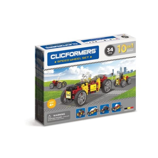 Clicformers- Jeux de Création-Set Voiture de Course-34 Pièces, 803001 FR