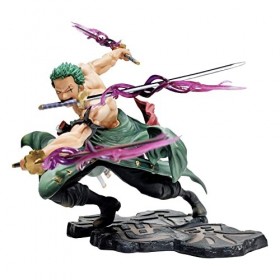 SAMGOLD Roronoa Zoro Figure,20cm Anime Figurine Zoro,Trois Couteaux Thousand World Anime Figurine Roronoa Zoro PVC Modèle Déc