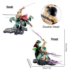 SAMGOLD Roronoa Zoro Figure,20cm Anime Figurine Zoro,Trois Couteaux Thousand World Anime Figurine Roronoa Zoro PVC Modèle Déc
