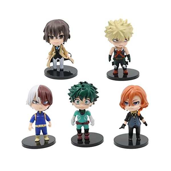 Simmpu Academia Figurines,5PCS Academia Mini Figurines Kit,Kawaii Anime Figures,Décorations de Gâteaux,Décorations de Voiture