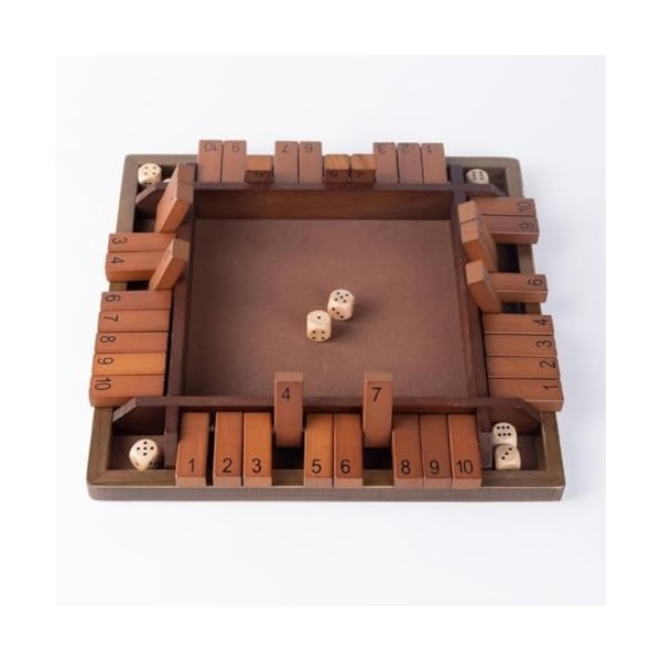 Fafaherr Jeux de Cubes Shut The Box Jeu, fermez la boîte Jeu de Cubes 2-4 Joueurs Jeu de Cubes en Bois avec 8 Cubes brettspie