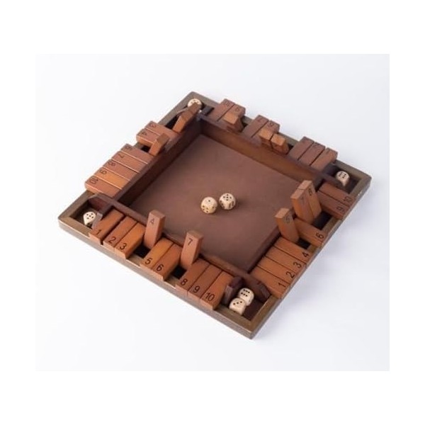 Fafaherr Jeux de Cubes Shut The Box Jeu, fermez la boîte Jeu de Cubes 2-4 Joueurs Jeu de Cubes en Bois avec 8 Cubes brettspie