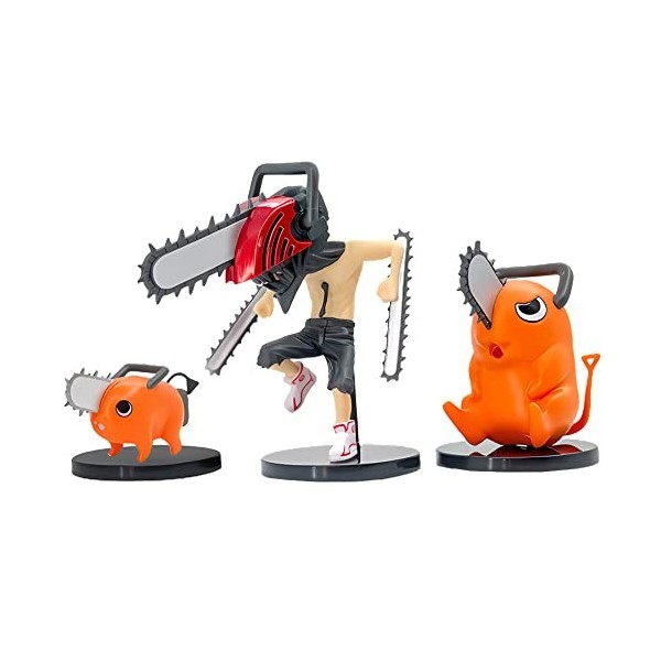 Simmpu Chainsaw Figurines,3PCS Chainsaw Mini Figurines Kit,Kawaii Anime Figures,Décorations de Gâteaux,Décorations de Voiture