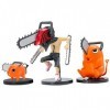 Simmpu Chainsaw Figurines,3PCS Chainsaw Mini Figurines Kit,Kawaii Anime Figures,Décorations de Gâteaux,Décorations de Voiture