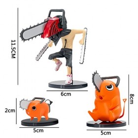 Simmpu Chainsaw Figurines,3PCS Chainsaw Mini Figurines Kit,Kawaii Anime Figures,Décorations de Gâteaux,Décorations de Voiture