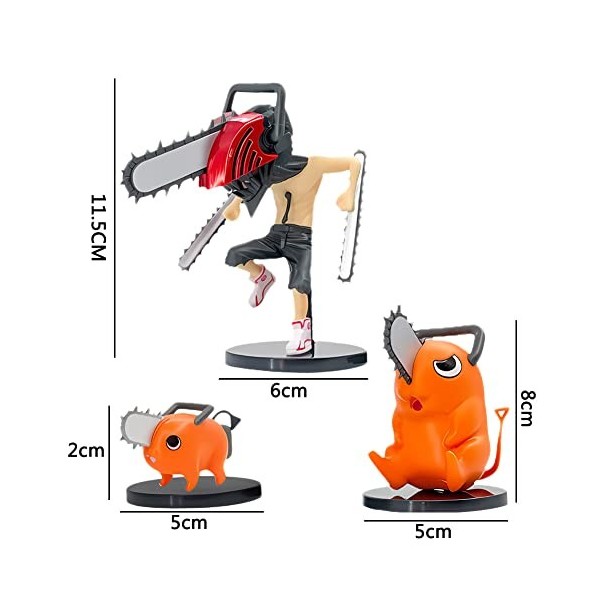 Simmpu Chainsaw Figurines,3PCS Chainsaw Mini Figurines Kit,Kawaii Anime Figures,Décorations de Gâteaux,Décorations de Voiture