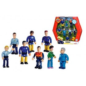 Simba 109252583 Sam Le Pompier Grand kit avec 8 Figurines différentes de 7,5 cm, 5 Casques Mobiles, à partir de 3 Ans, Multic