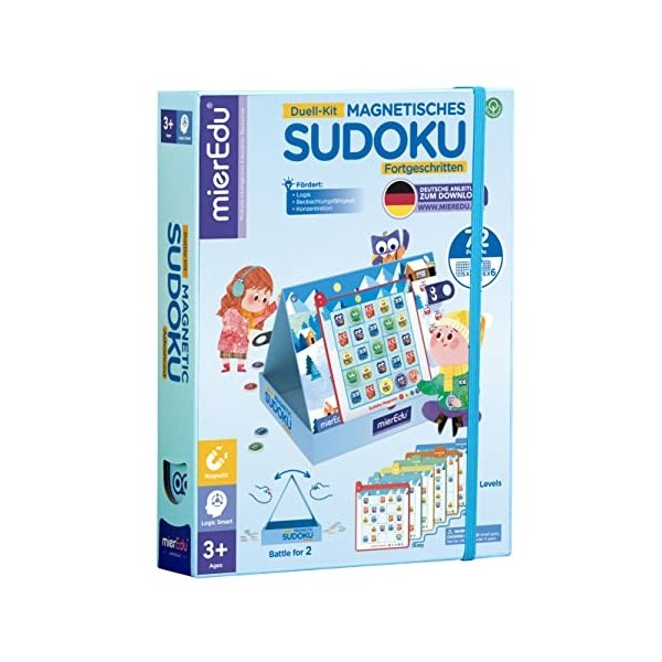 mierEdu Sudoku magnétique pour enfants – Version duel I Favorise la pensée logique + motricité + concentration I Idéal pour l