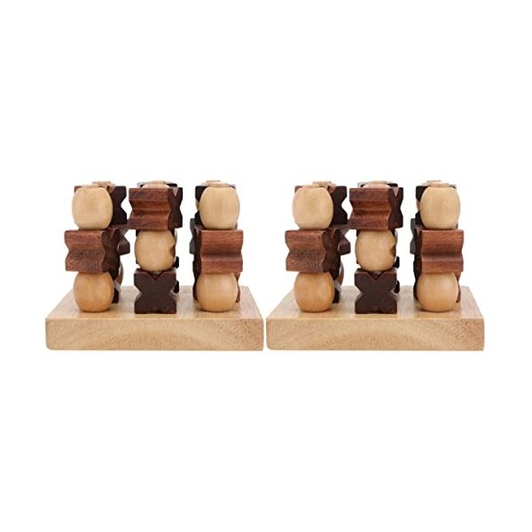 Toyvian Stratégie 3D Wooden 2Pcs Famille Tictactoe Jeu Tictactoe Board Game Family Board Games Game Tictactoe Wooden