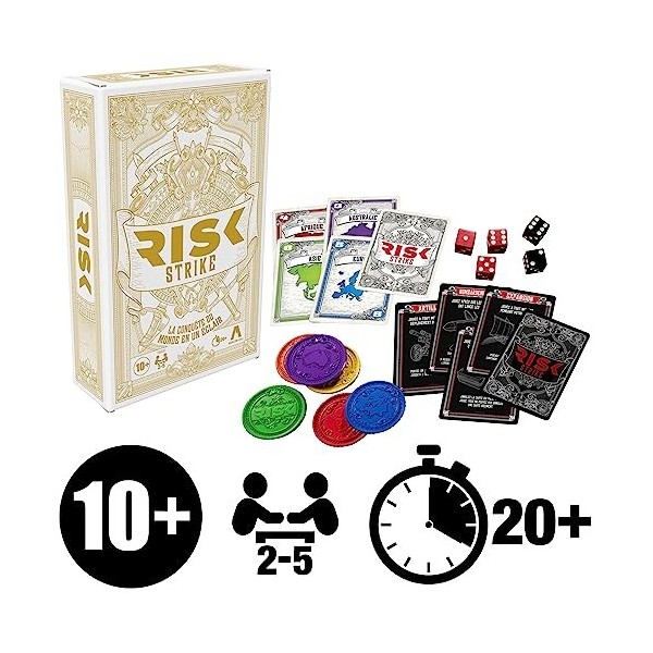 Risk Strike, Jeu de Cartes et de dés, Jeu de Cartes de stratégie Rapide pour 2 à 5 Joueurs, Environ 20 Min. Jeux pour la Fami