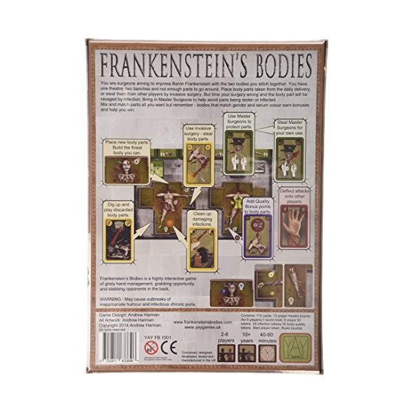 Frankensien Corps Yay foncé Harvest Jeu de société