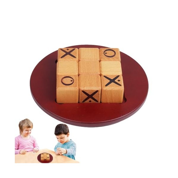 Niktule Tableau XO pour - Mini Jeu déchecs en Bois | Jeux de société de Bureau de sécurité, Jouets éducatifs interactifs Mon