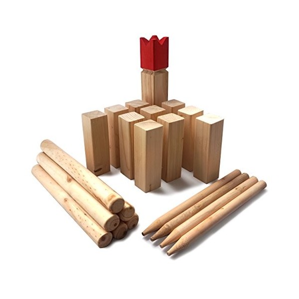 Ocean 5 Kubb - Original Jeu de Société Viking | Jeu en Bois Premium| Jeux de Société Suédois en Bois| Jeu de Réflexion pour E