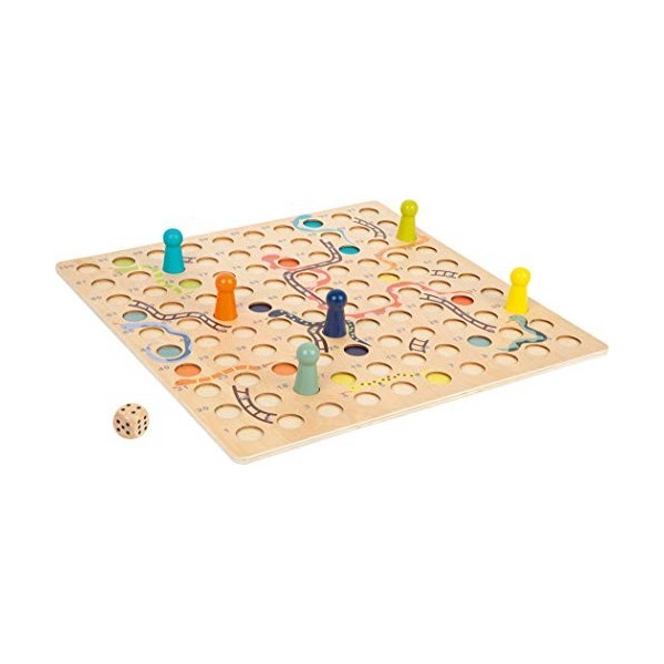 Small Foot 11785 Jeu de Serpent et déchelle en Bois XL pour 6 Joueurs, Jeu de société en Grand Format à partir de 4 Ans