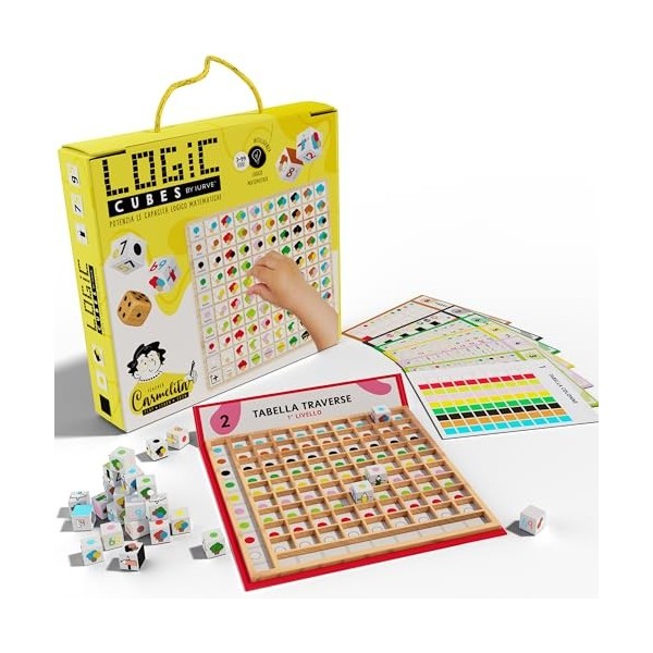 IURVE® Logic Cubes Jeux de société éducatifs pour améliorer les compétences mathématiques. Jeux Montessori en bois pour se dé