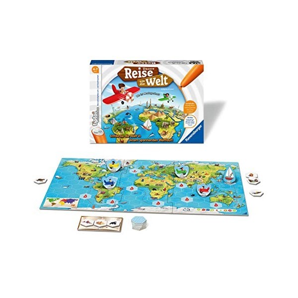 Ravensburger-Notre Voyage Autour du Monde 00070 Jeu géographie éducatif à partir de 4 Ans pour garçons et Filles, pour 1 à 4 