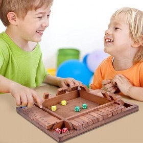 Fafaherr Jeux de Cubes Shut The Box Jeu, fermez la boîte Jeu de Cubes 2-4 Joueurs Jeu de Cubes en Bois avec 8 Cubes brettspie