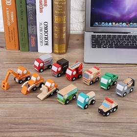 12 Pièces Ensemble En Bois Dessin Animé Jouet Voiture Apprentissage Précoce Jouets éducatifs De Circulation Cadeau, Développe