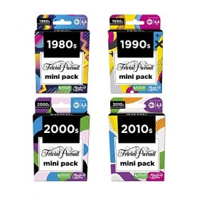 Trivial Pursuit Game Mini Packs Multipack, Fun Trivia Questions for Adults and Teens Ages 16+, Includes 4 Game Packs Featurin