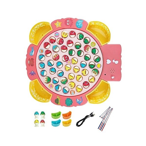 Jeu de Poissons Jeu de Pêche Jeu de Table Rotatif avec Musique Mignonne Jeu de Pêche Magnétique pour Enfants Jeu de Pêche dan