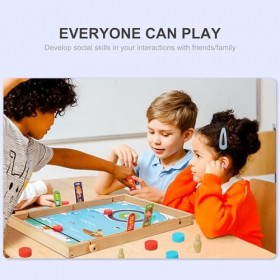 Mini-Jeu de Table,Jeu de société de Hockey | Jeu de rondelle de Jeu de Fronde de Table en Bois - Carte 15 Points, 10 en 1, 4 