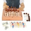 Maseyivi Jeux société en Bois, Collection Jeux société Portables 5 en 1 pour Plus 5 Ans, Jeu stratégie société Classique pour