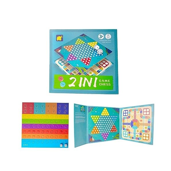 Andux 2 en 1 Jeux dÉchecs Magnétiques pour Le Vol Jeux De Plateau De Voyage avec Livre Jouets dÉchecs Portables CXYXQ-04 É