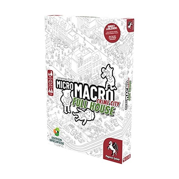 Pegasus Spiele- MicroMacro: Crime City 2-Full House Edition Playworth , 59061G, Multicolore, coloré